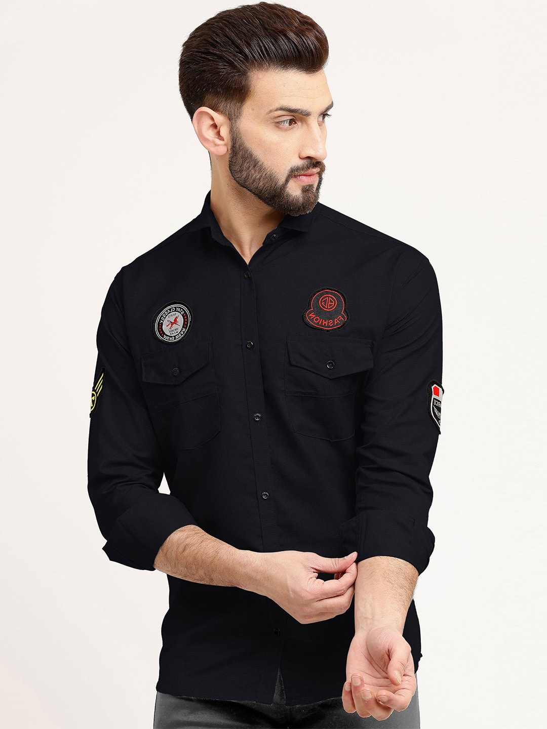 

WOXEN Men Original Opaque Casual Shirt, Black