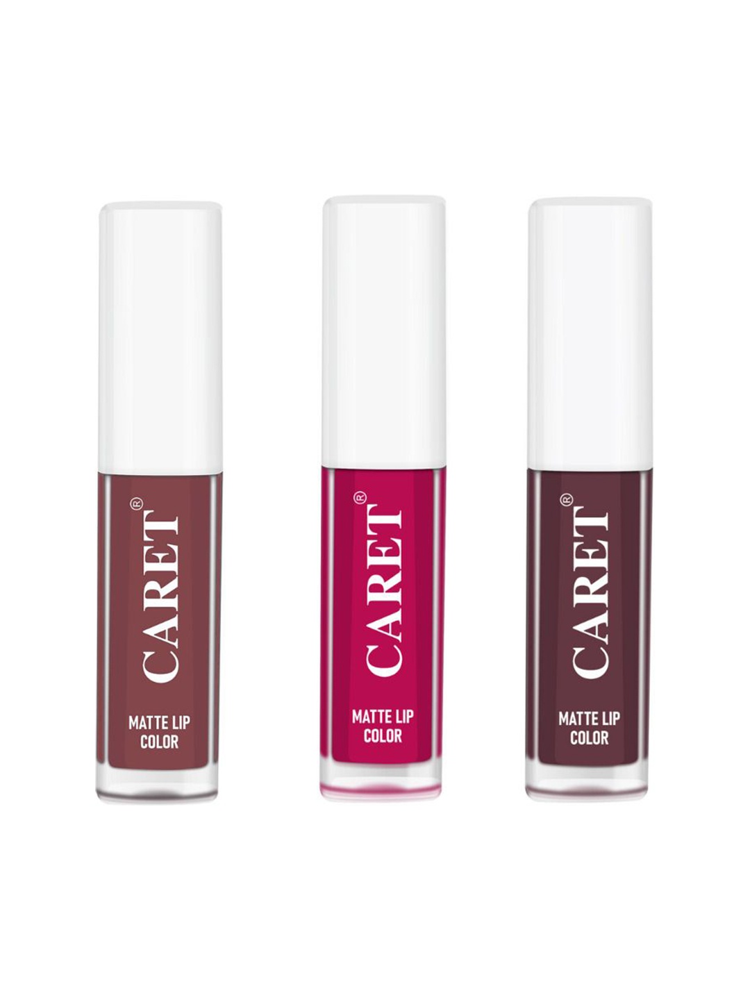 

CARET ORGANIC Set Of 3 Super-Pigmented Liquid Matte Lipsticks - 2 ml Each - 1 - 5 - 7, Pink