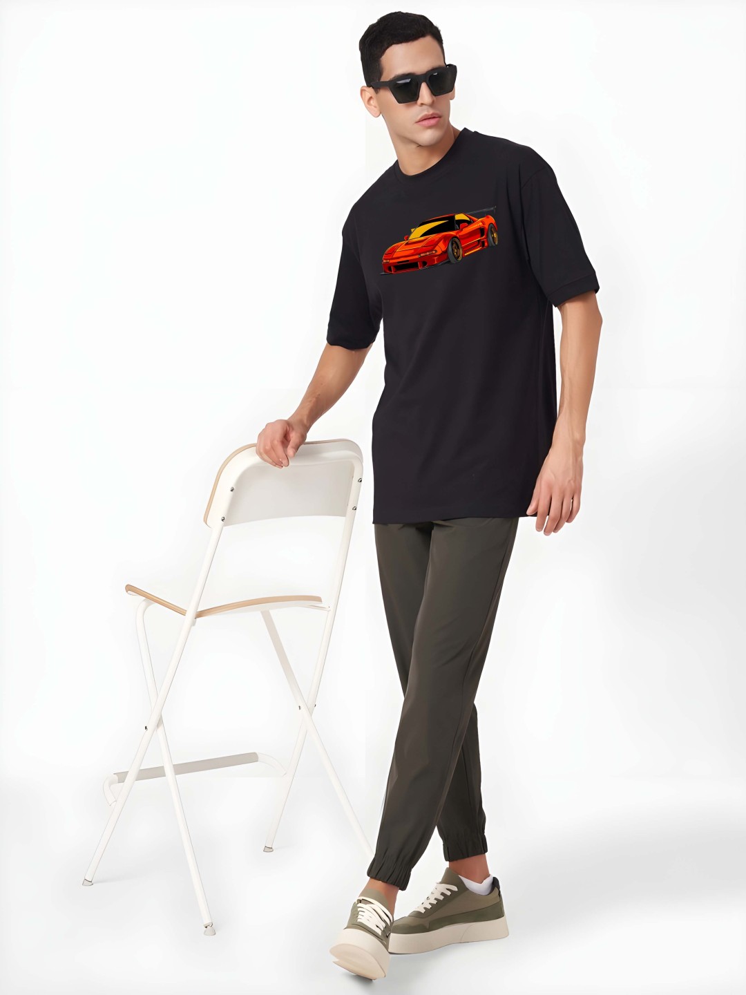 

Krimmple Men Graphic Printed Round Neck Cotton T-shirt, Black