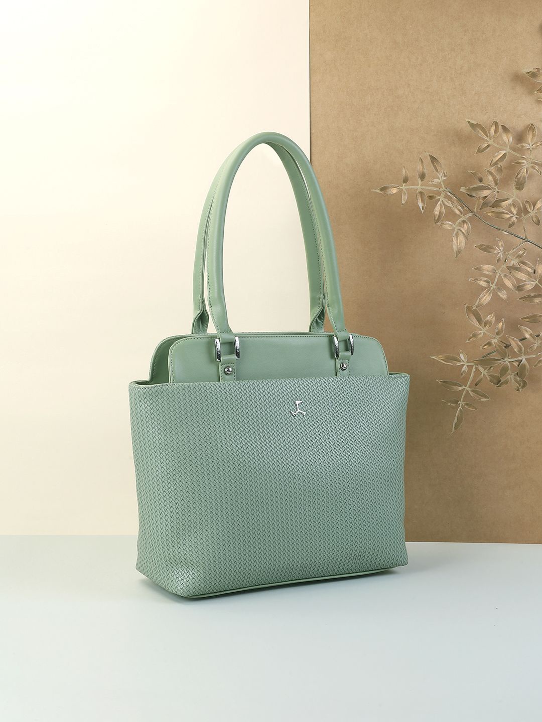 

Mochi Women Textured Structured Shoulder Bag, Green