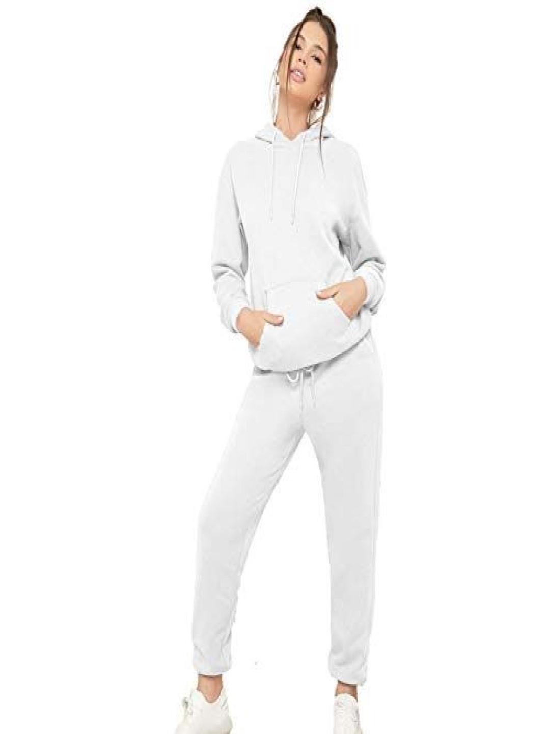 

NOTWILD Women Cotton Hooded Tracksuit, White