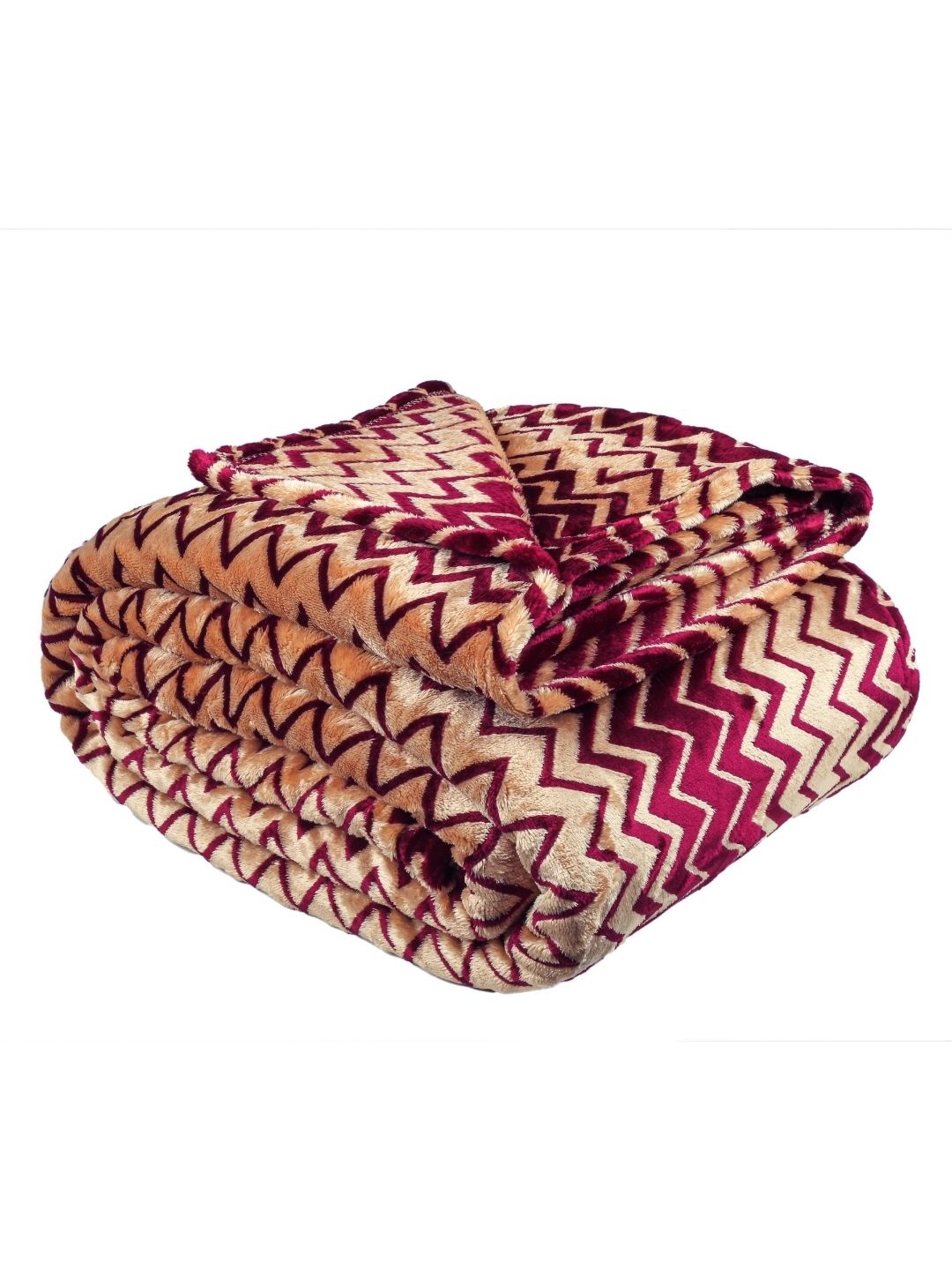 

VAS COLLECTIONS Maroon & Beige Geometric Fleece AC Room 300 GSM Double Bed Blanket