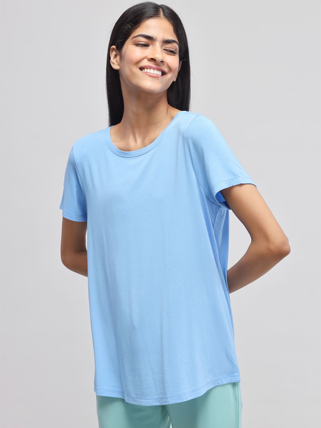 

necesera Women Round-Neck Lounge Tshirts, Blue