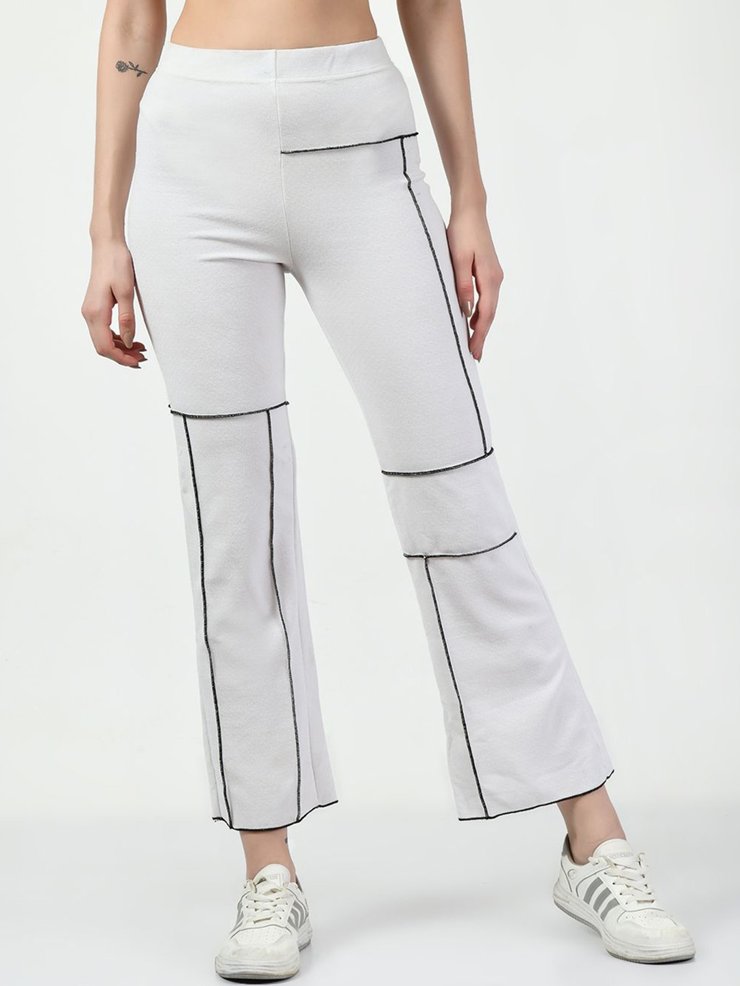 

CLAFOUTIS Women Relaxed High-Rise Relaxed Fit Trousers, White