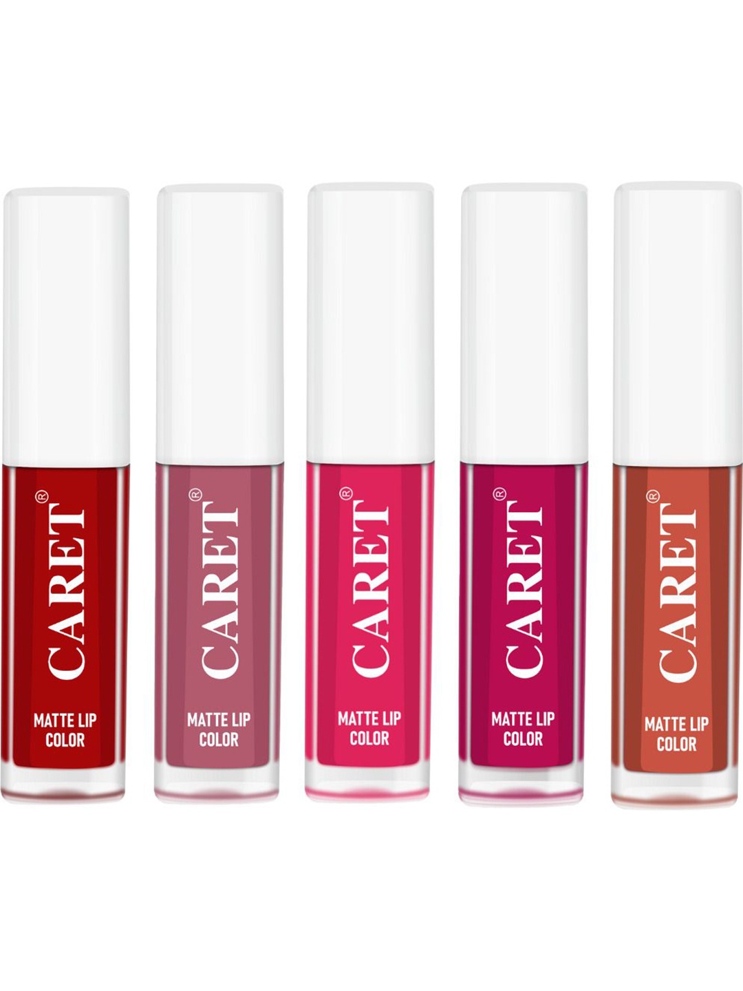 

CARET ORGANIC Set Of 5 Liquid Matte Lipsticks - 2 ml Each - 3 - 2 - 4 - 5 - 6, Red