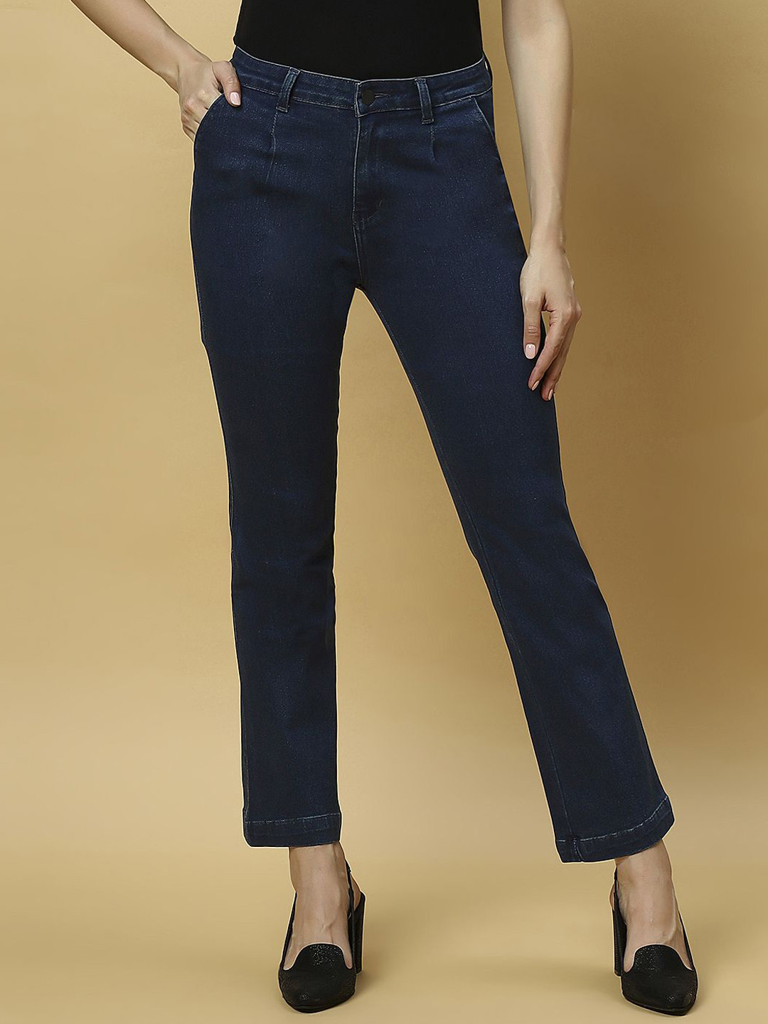 

Rea-Lize Women Straight Fit Mid-Rise Stretchable Jeans, Blue
