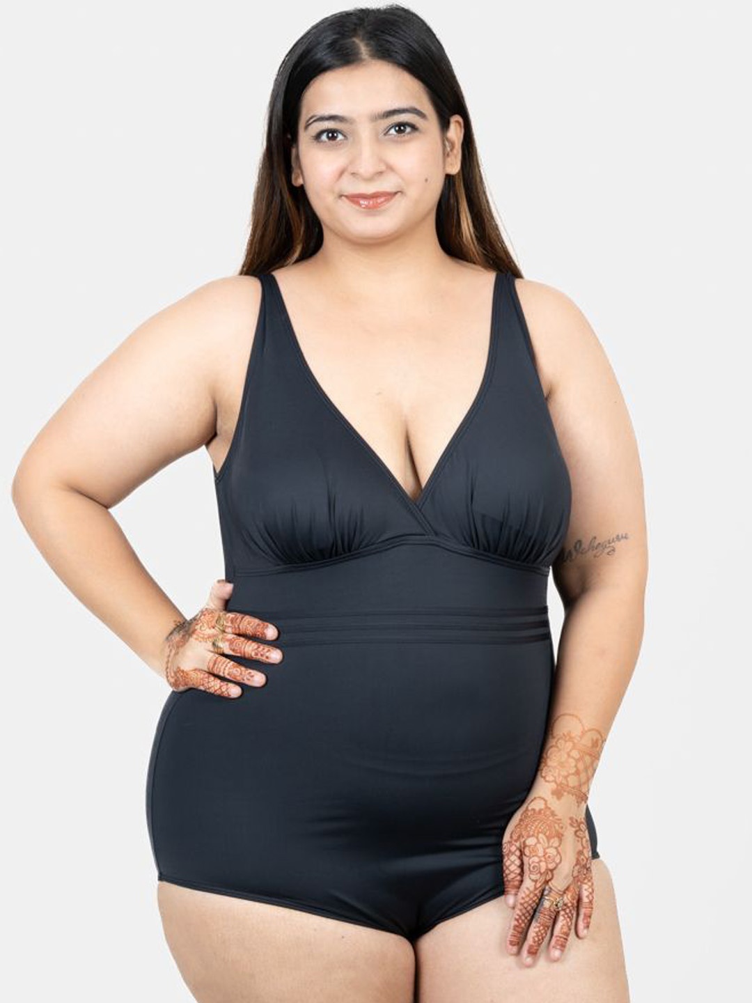 

Shapercult V Neck Swim Bodysuit, Black