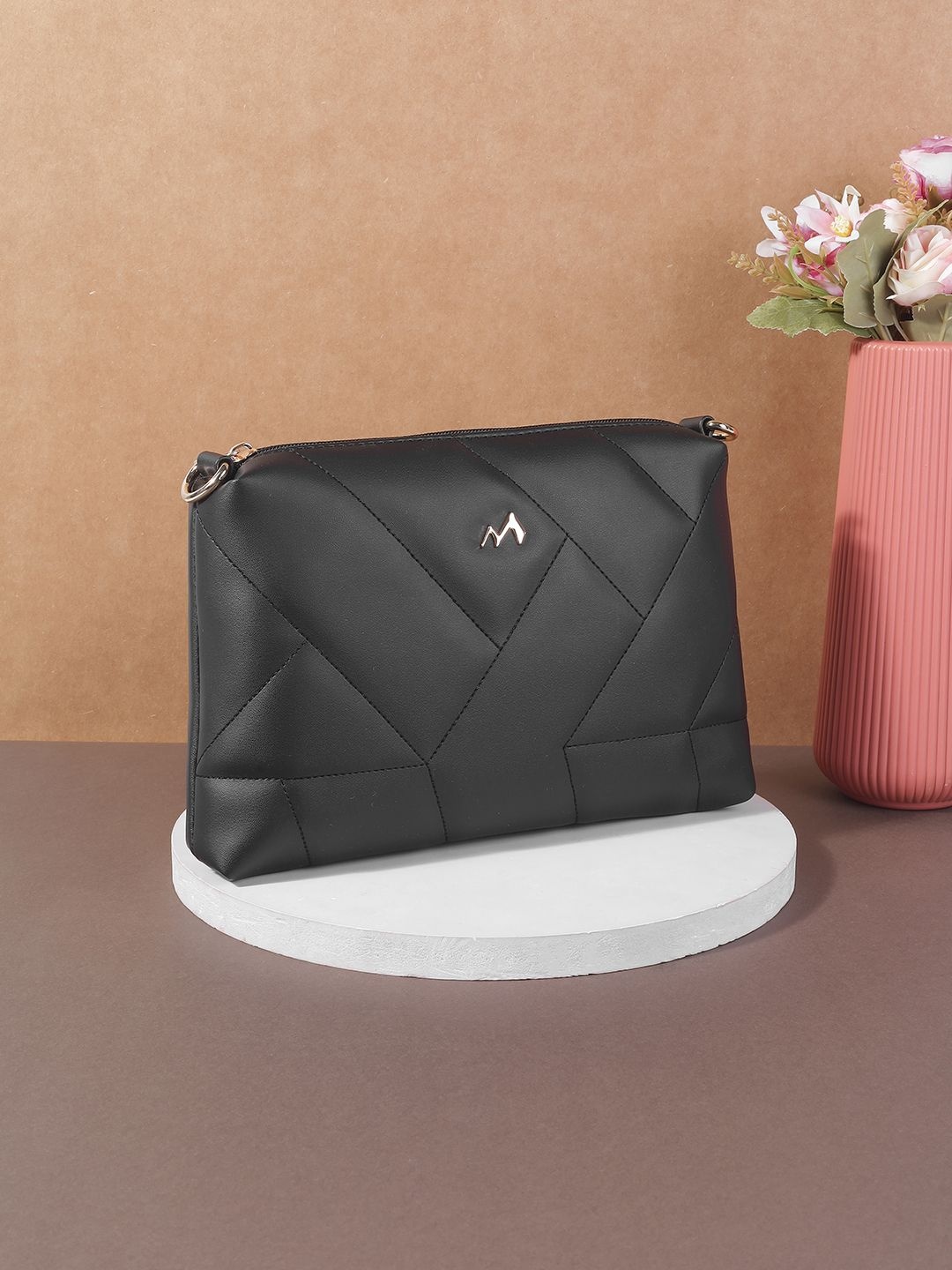 

Metro Women Solid Structured Sling Bag, Black