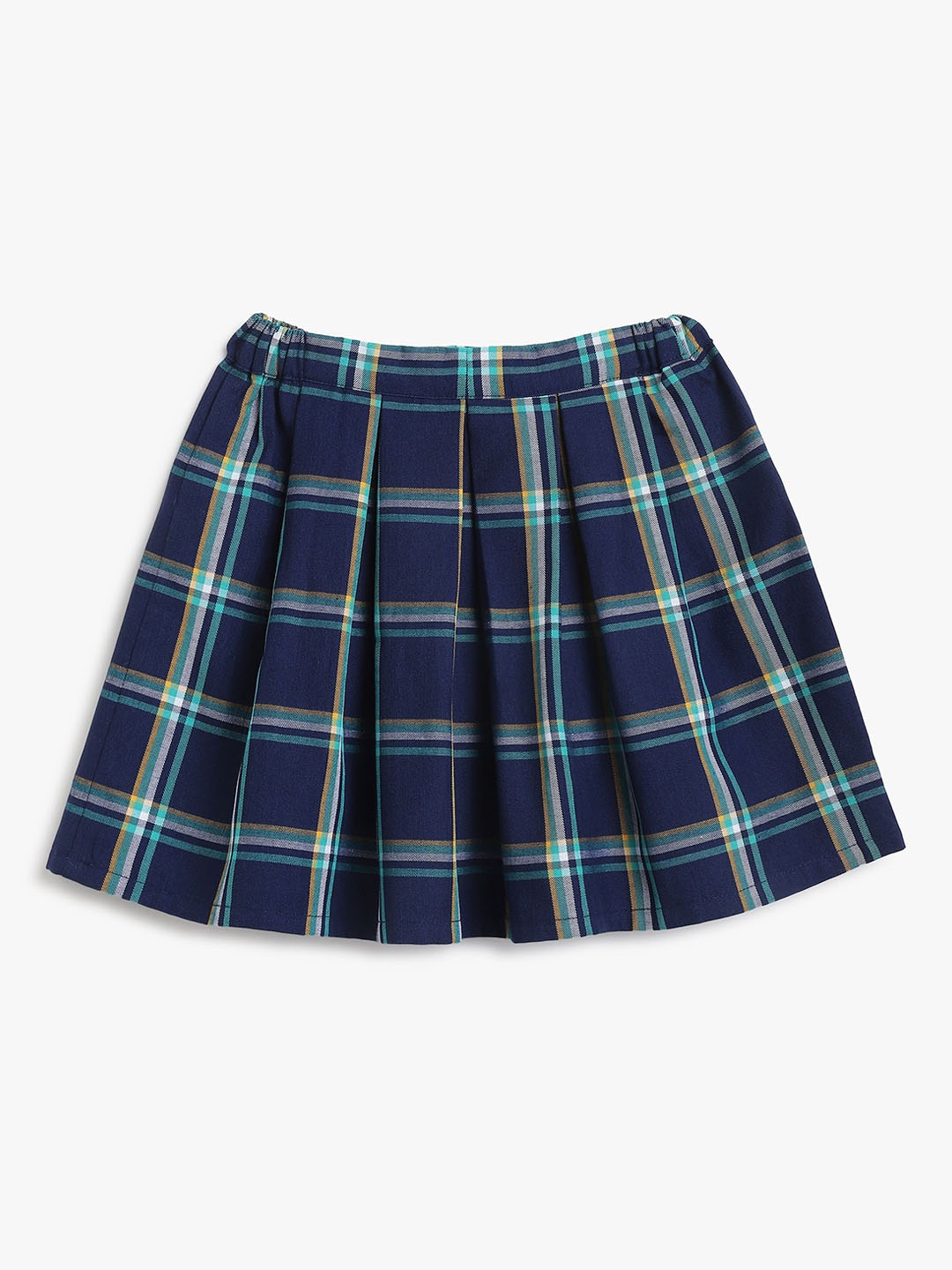 

Campana Girls Pleated Checked Cotton Twill Skirt, Navy blue