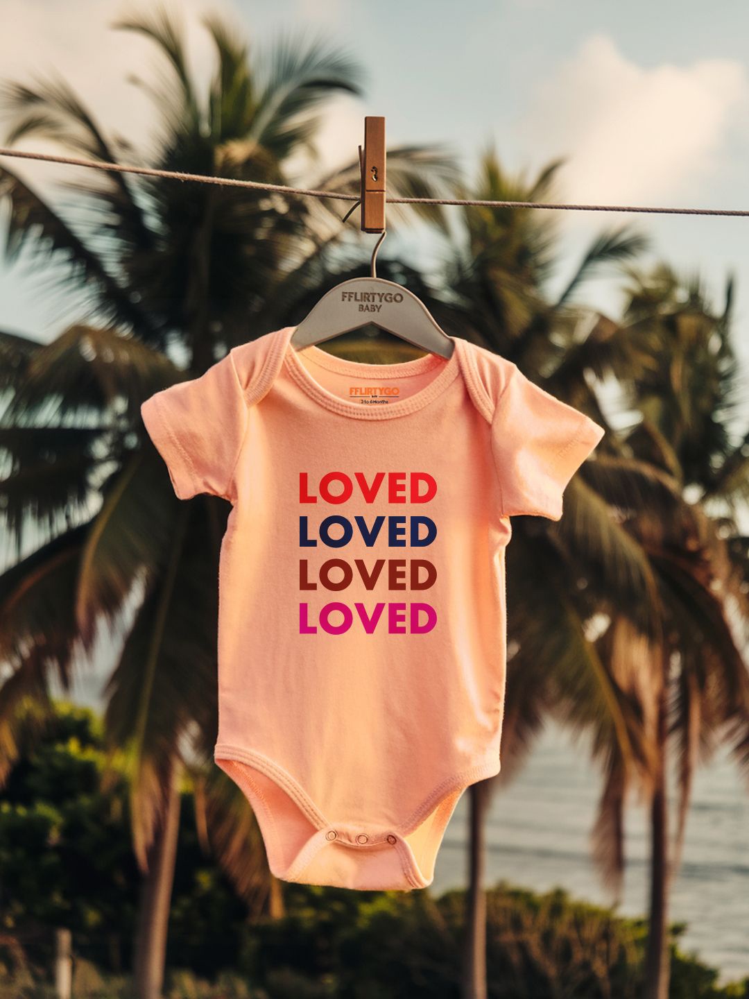 

FFLIRTYGO Infants Valentine day Printed Cotton Bodysuit, Peach