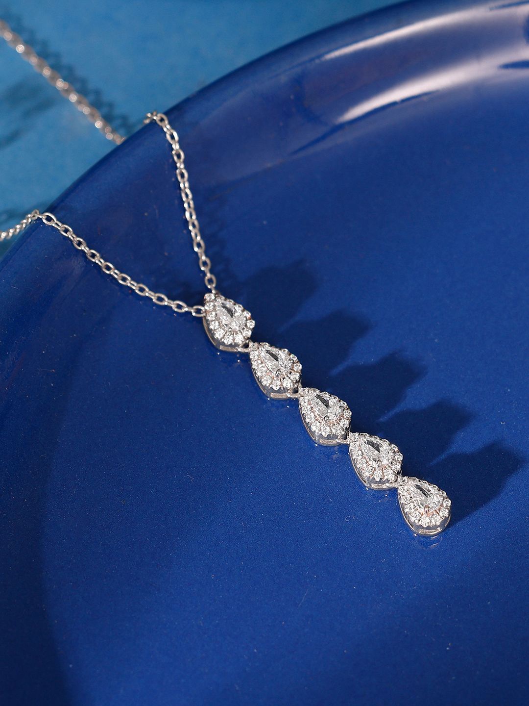 

GIVA Rhodium-Plated Contemporary Pendants with Chains, Silver