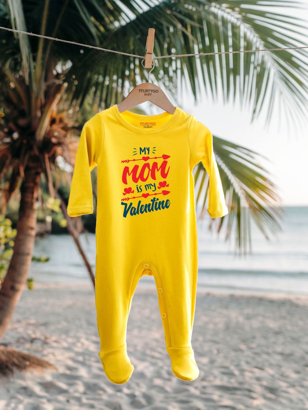 

FFLIRTYGO Infants Kids Typography Printed Cotton Sleepsuit, Yellow