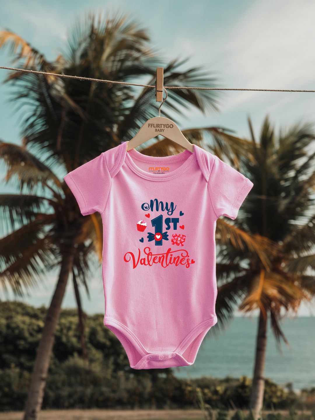 

FFLIRTYGO Infants Valentine Day Printed Cotton Bodysuit, Pink