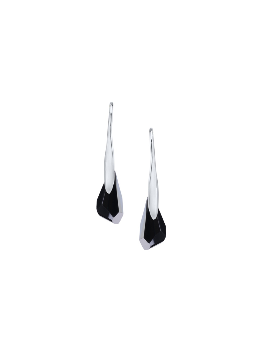 

Nipura 925 Sterling Silver Rhodium-Plated Crystals Studded Teardrop Shaped Drop Earrings