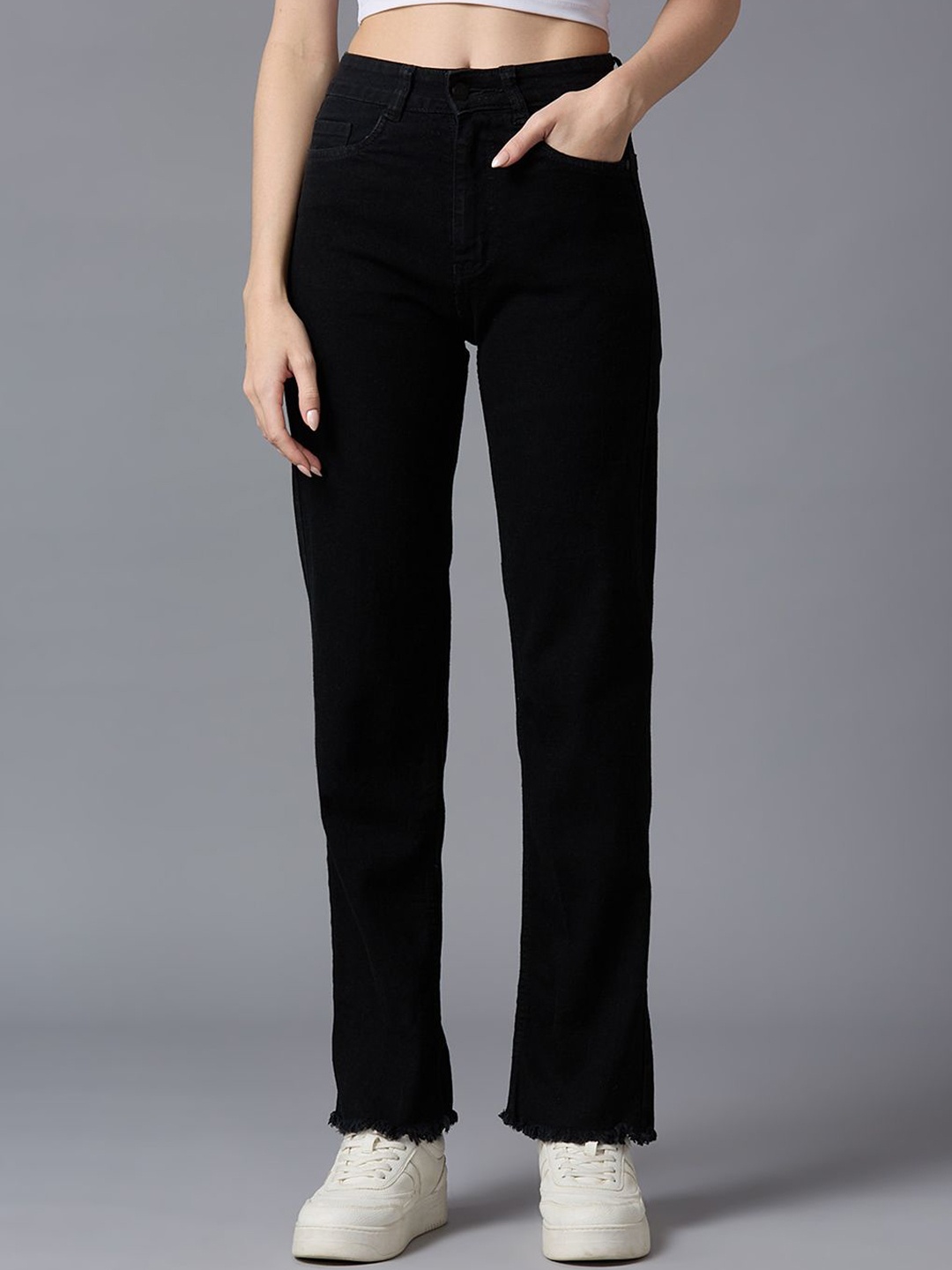 

The Roadster Lifestyle Co. Women Tapered Fit High-Rise Stretchable Jeans, Black