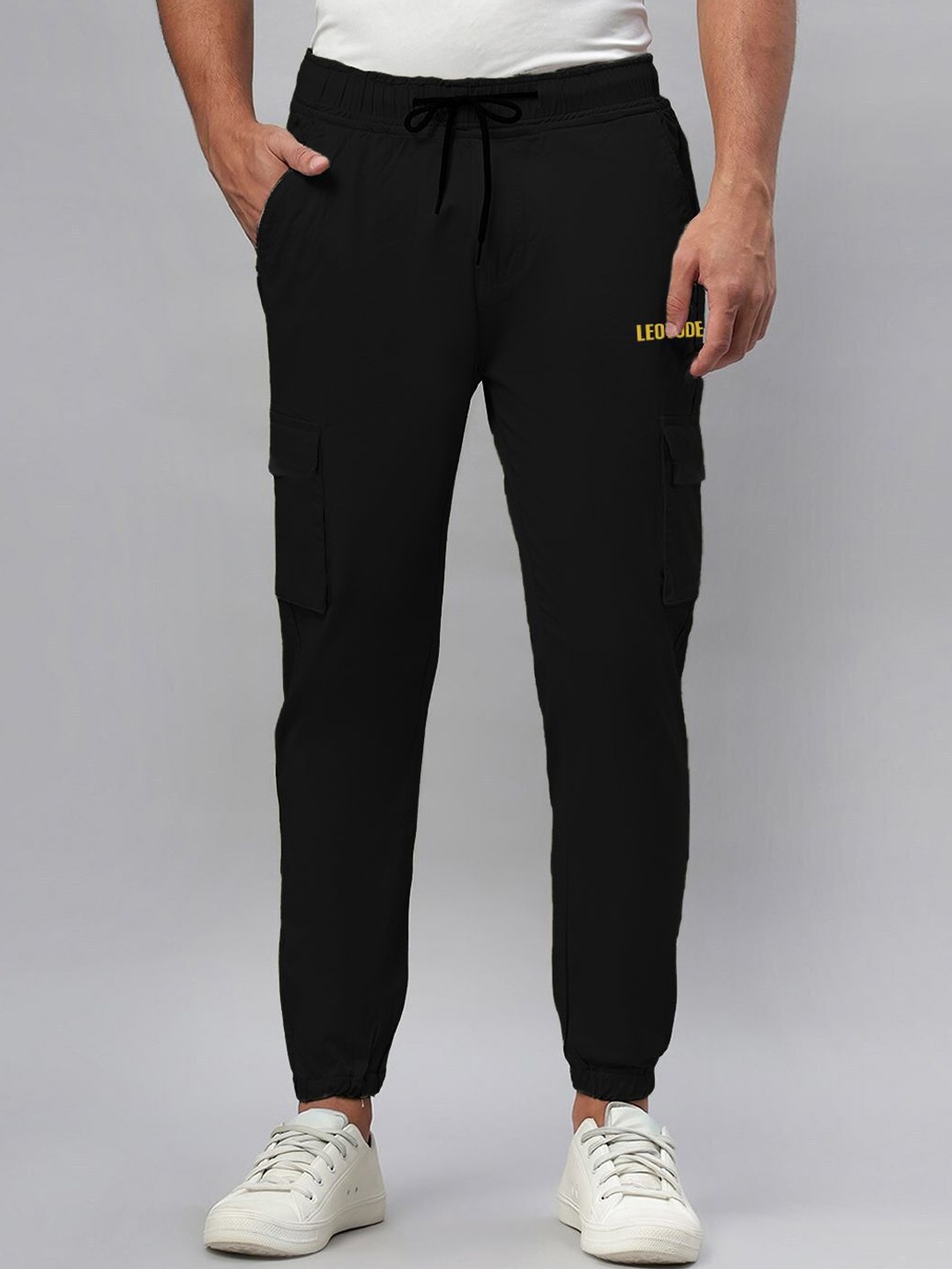 

Leotude Men Slim Fit Mid Rise Joggers, Black