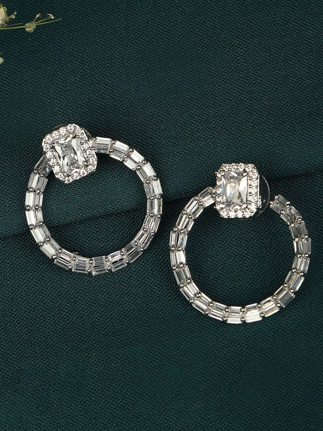 

House of Pataudi Silver Plated AD Studded Earrings