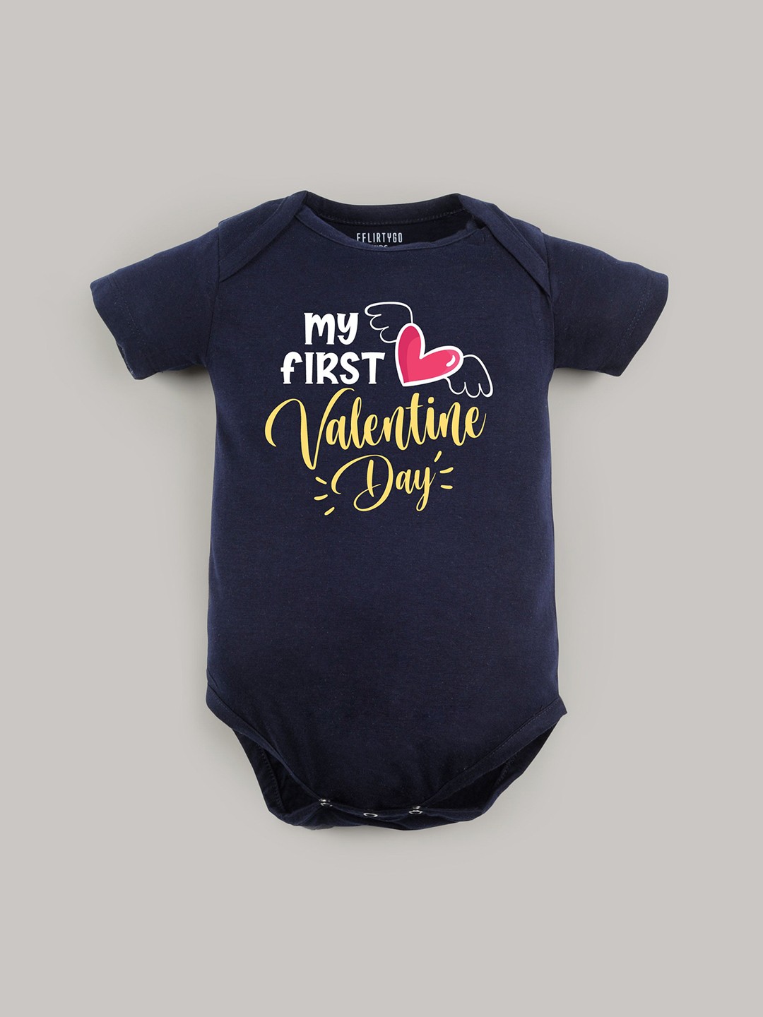 

FFLIRTYGO Infants Valentine Day Printed Cotton Bodysuit, Navy blue