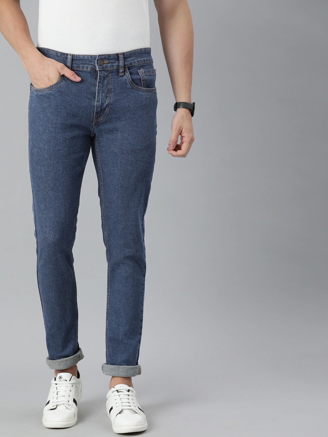 

MASTERLY WEFT Men Slim Fit Stretchable Jeans, Blue