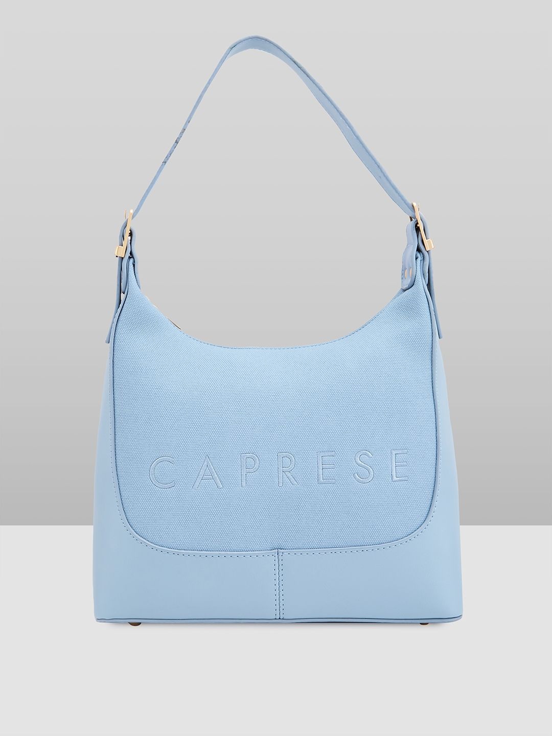 

Caprese Women Solid Bucket Leather Hobo Bag, Blue