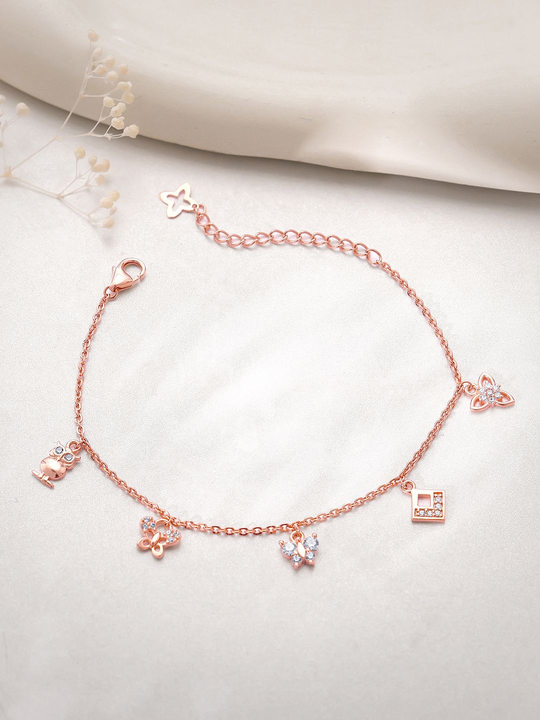 

GIVA Women Sterling Silver Rose Gold-Plated Link Bracelet