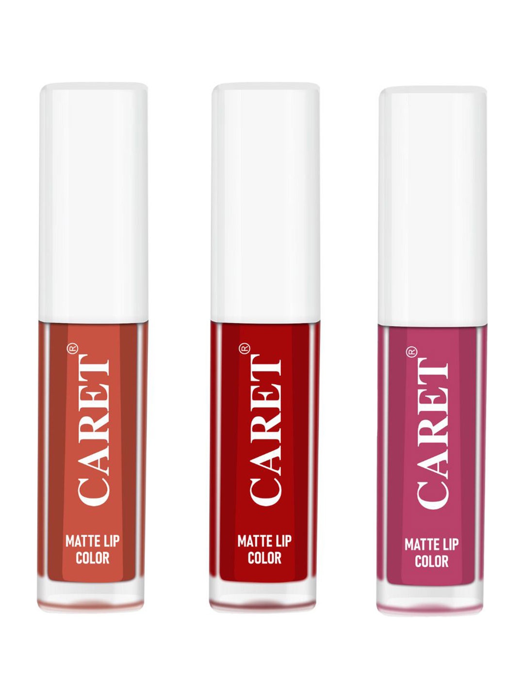 

CARET ORGANIC Set Of 3 Super-Pigmented Liquid Matte Lipsticks - 6 ml - 6 - 3 - 8, Red