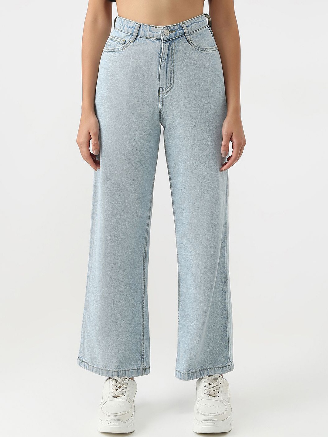 

Kraus Jeans Women Cotton Wide Leg High-Rise Light Fade Jeans, Blue