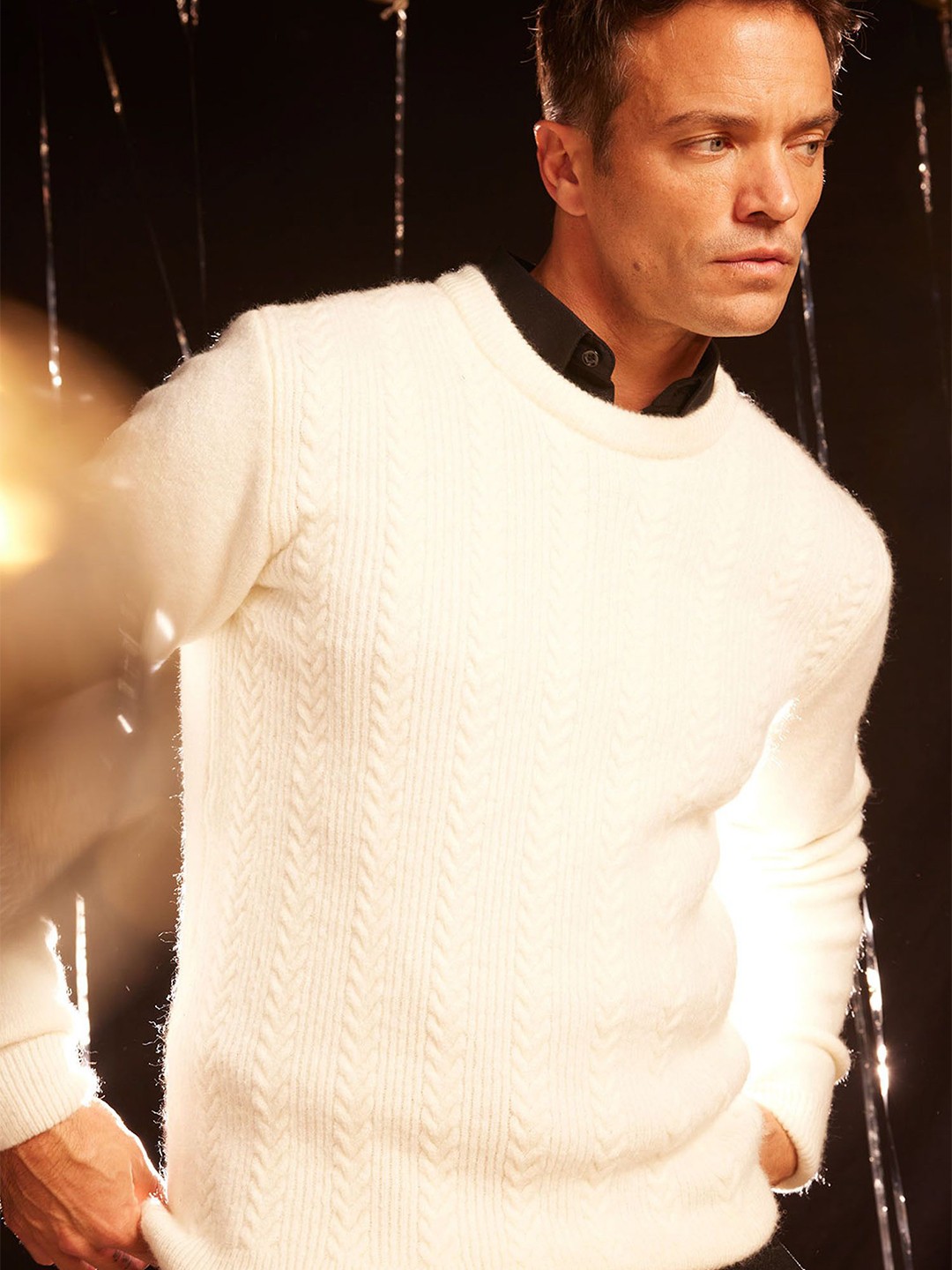 

DeFacto Men Cable Knit Pullover, Beige