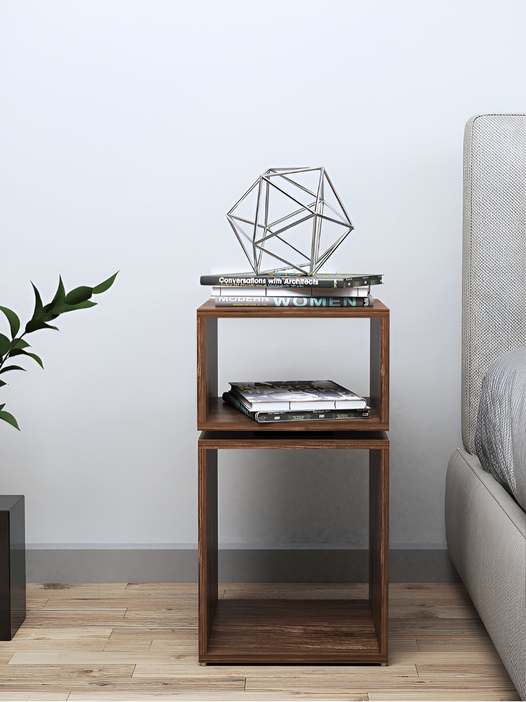 

RANDOM Brown Wooden Square Bedside Table