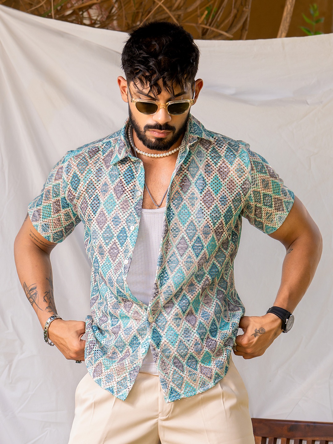 

Tistabene Men Comfort Opaque Printed Casual Shirt, Blue