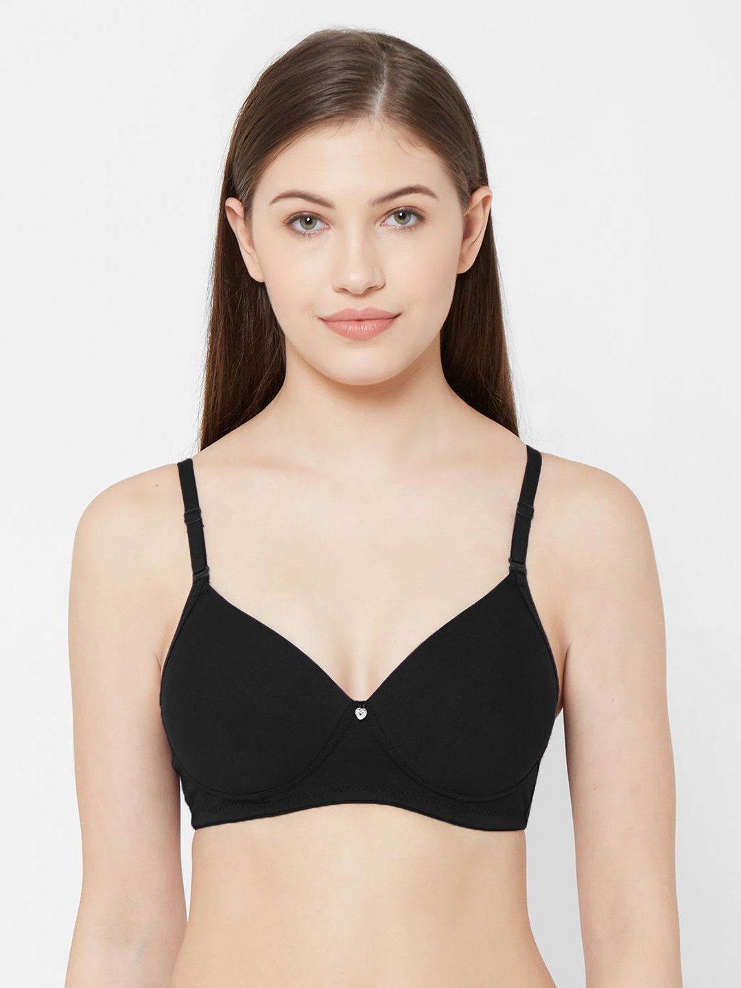 

Juliet Women Full Coverage Non-Wired Lightly Padded Cotton T-shirt Bra, Black