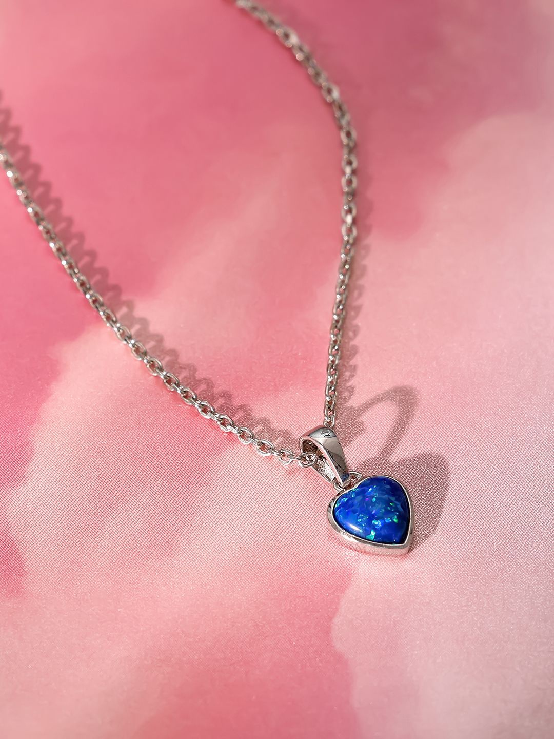 

GIVA Rhodium-Plated Heart Shaped Pendants with Chains, Silver