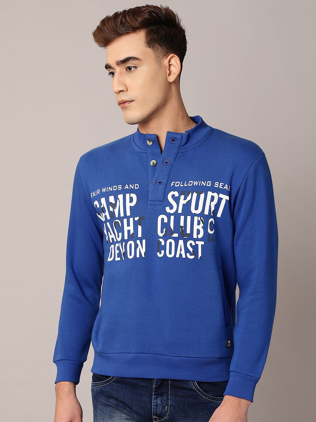 

TQS Men Printed Sweatshirt, Blue