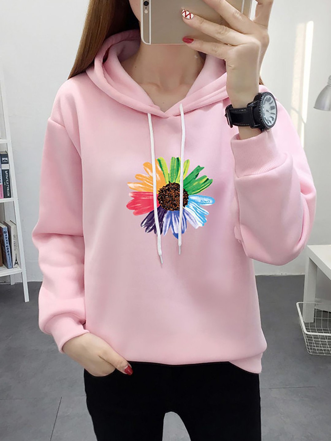 

StyleCast x Revolte Women Hooded Cotton Sweatshirt, Pink