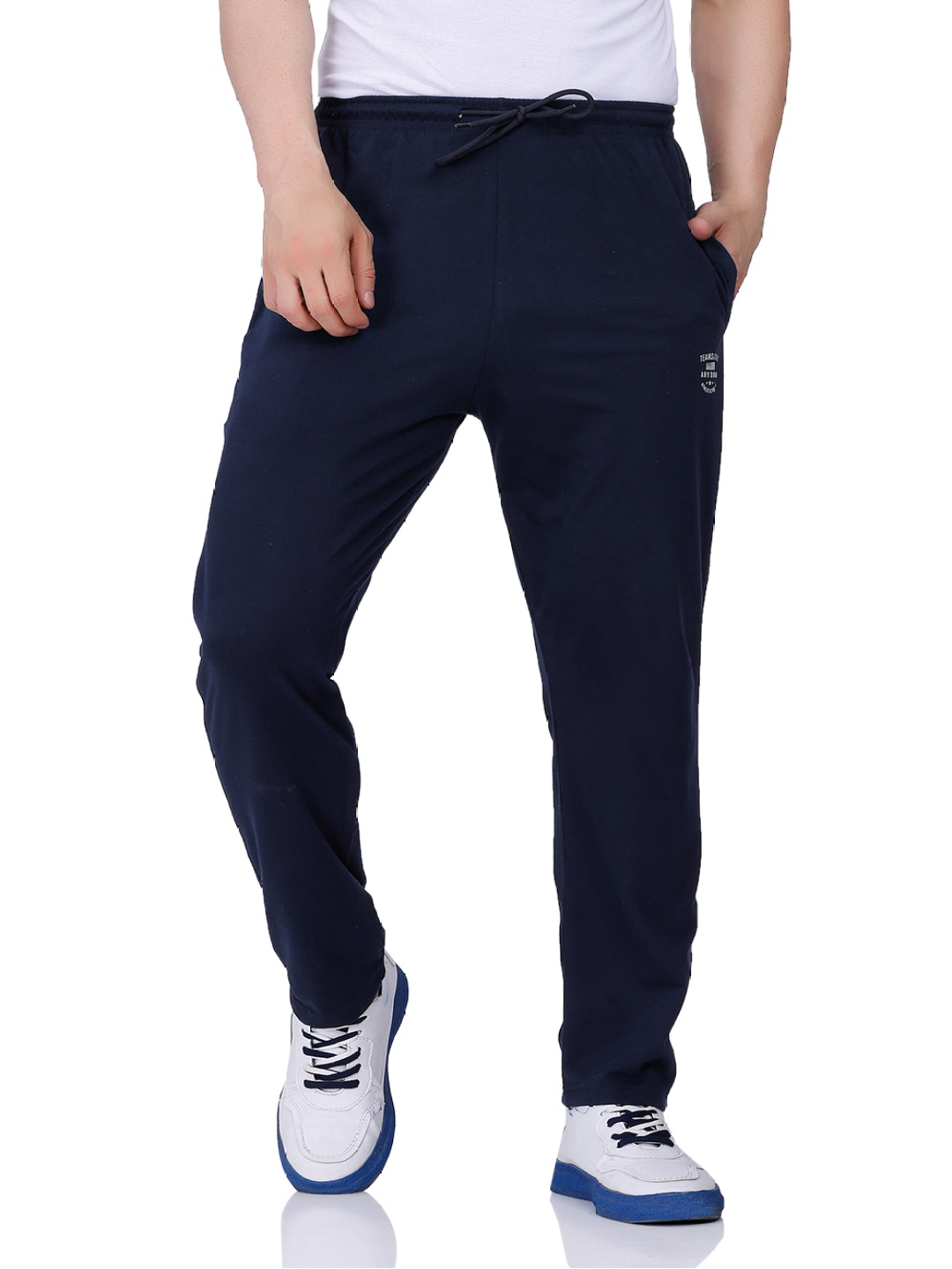 

ARRAY Men Relaxed-Fit Cotton Track Pants, Navy blue