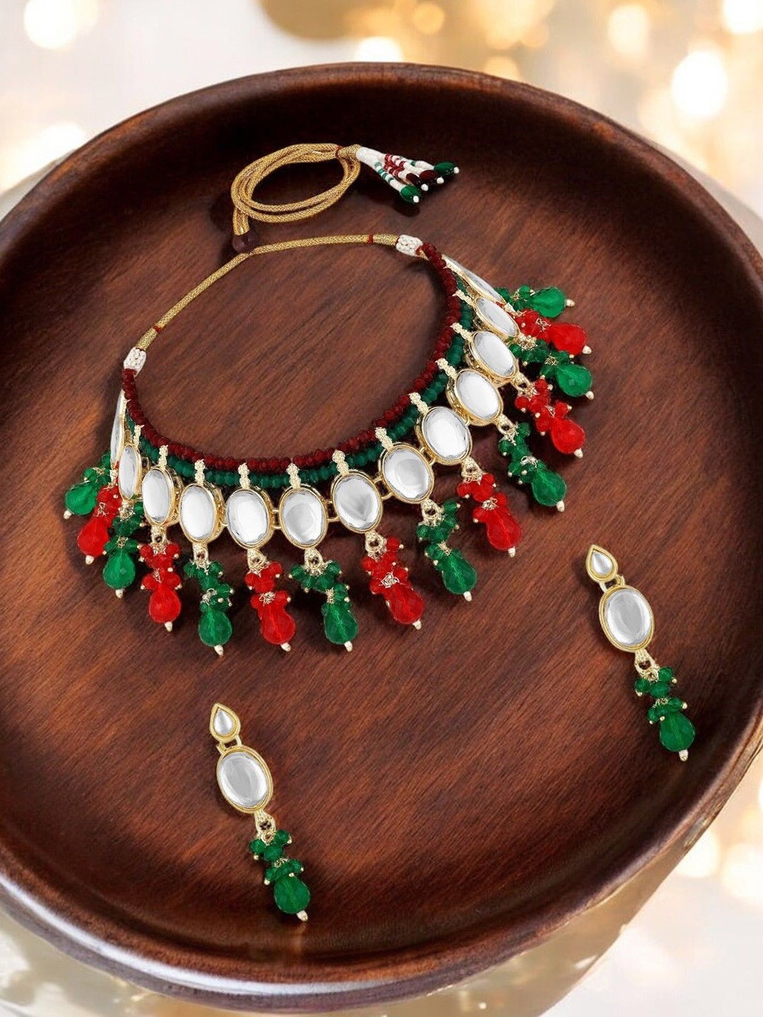 

Stefan Gold-Plated Kundan Studded And Beaded Jewellery Set