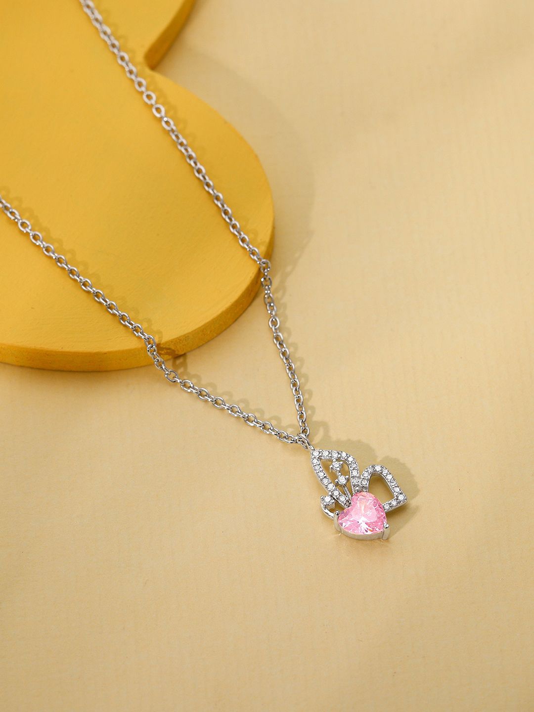 

GIVA Rhodium-Plated Floral Pendants with Chains, Silver