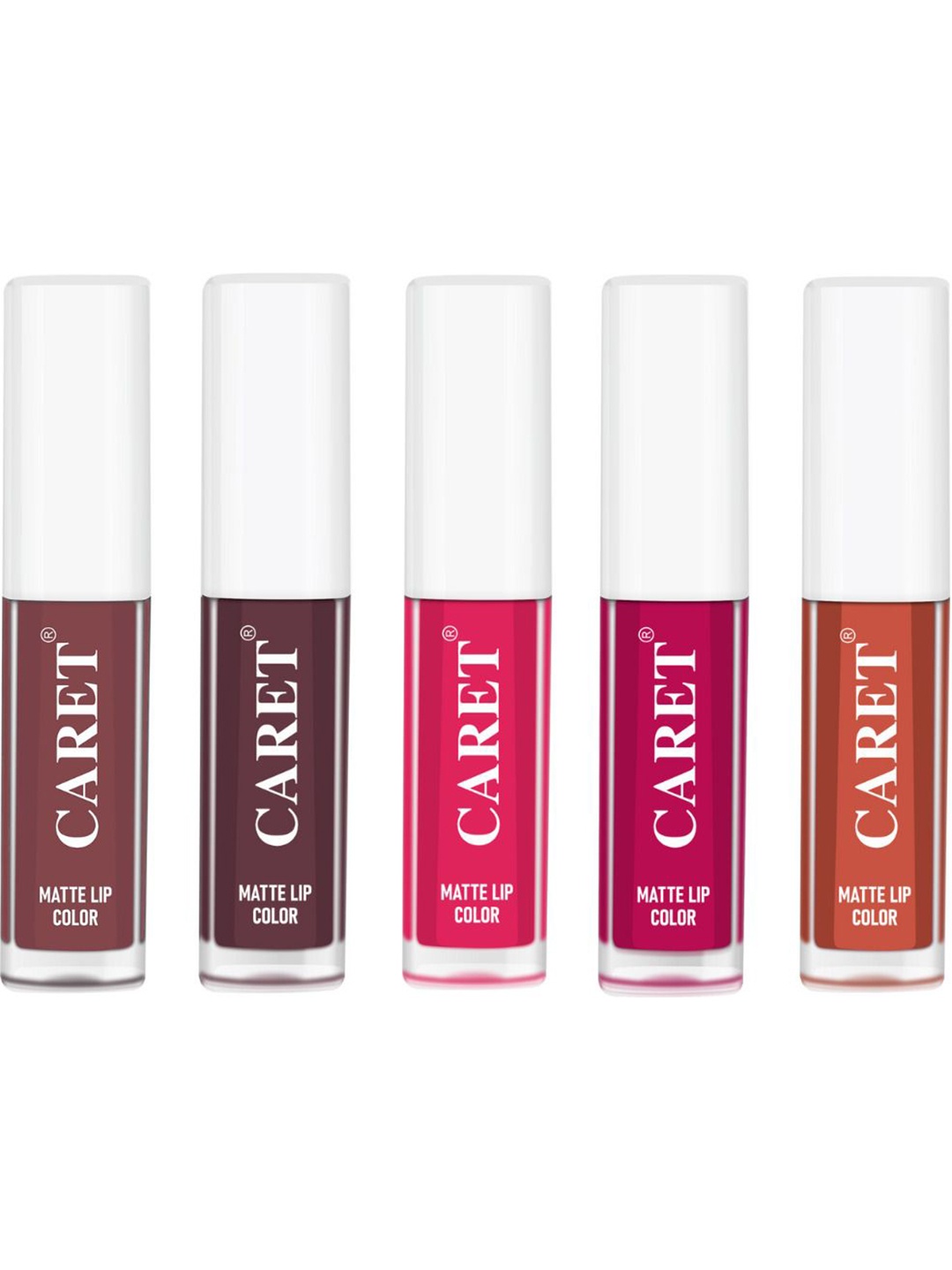 

CARET ORGANIC Set Of 5 Liquid Long Lasting Matte Lipsticks - 10 ml - 1 - 7 - 4 - 5 - 6, Pink