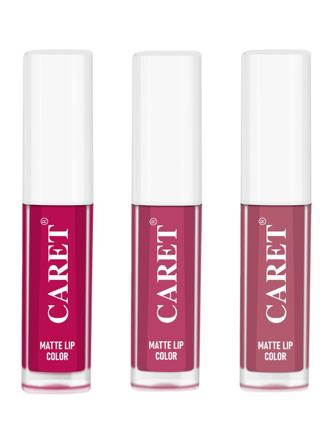

CARET ORGANIC Set Of 3 Waterproof Liquid Matte Lipsticks - 2 ml Each - Shade 5 - 8 - 2, Pink