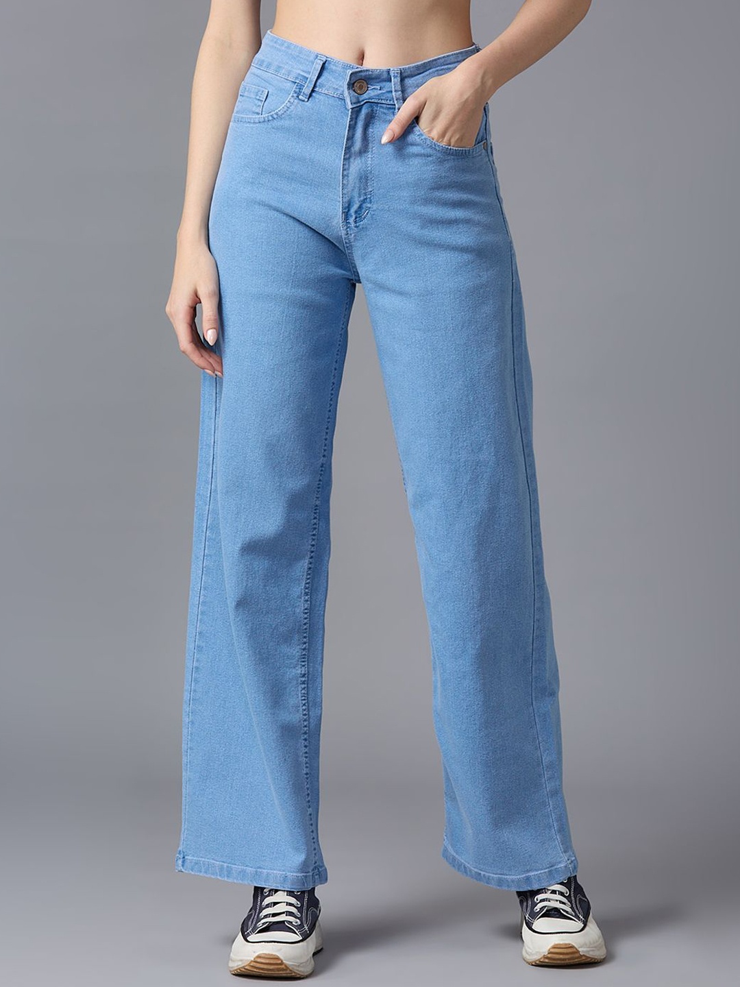 

The Roadster Lifestyle CoHigh-Rise Stretchable Wide Leg Jeans, Blue