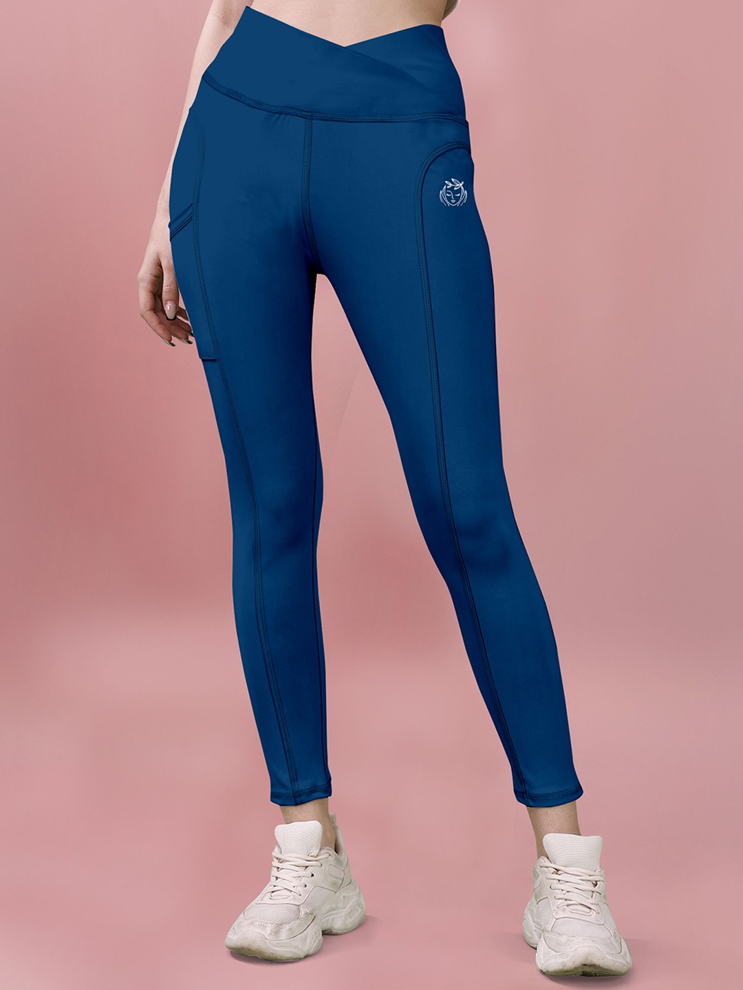 

POOJARAN SAREE High Rise Yoga Tights, Turquoise blue