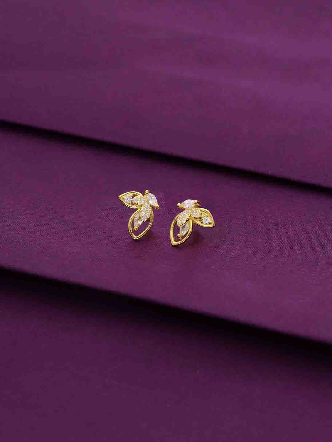 

KAI JEWEL 925 Sterling Silver Gold-Plated Zircon Contemporary Minimalistic Studs