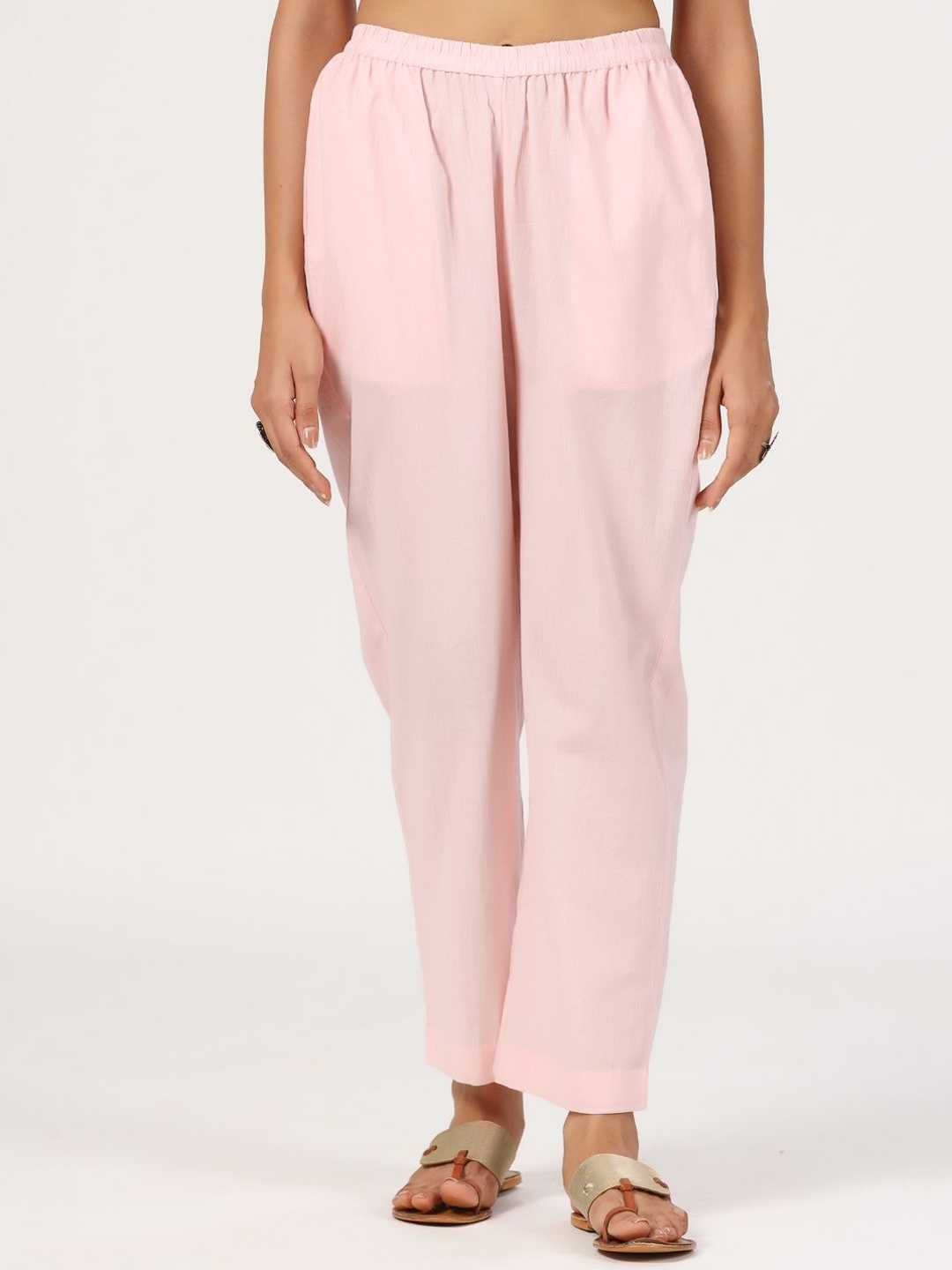 

JAIPURRANG Women Regular Fit Mid-Rise Cotton Trousers, Pink