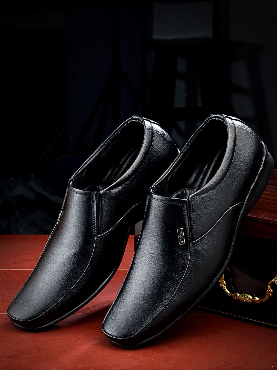 

Action Men Round Toe Formal Slip On Shoes, Black