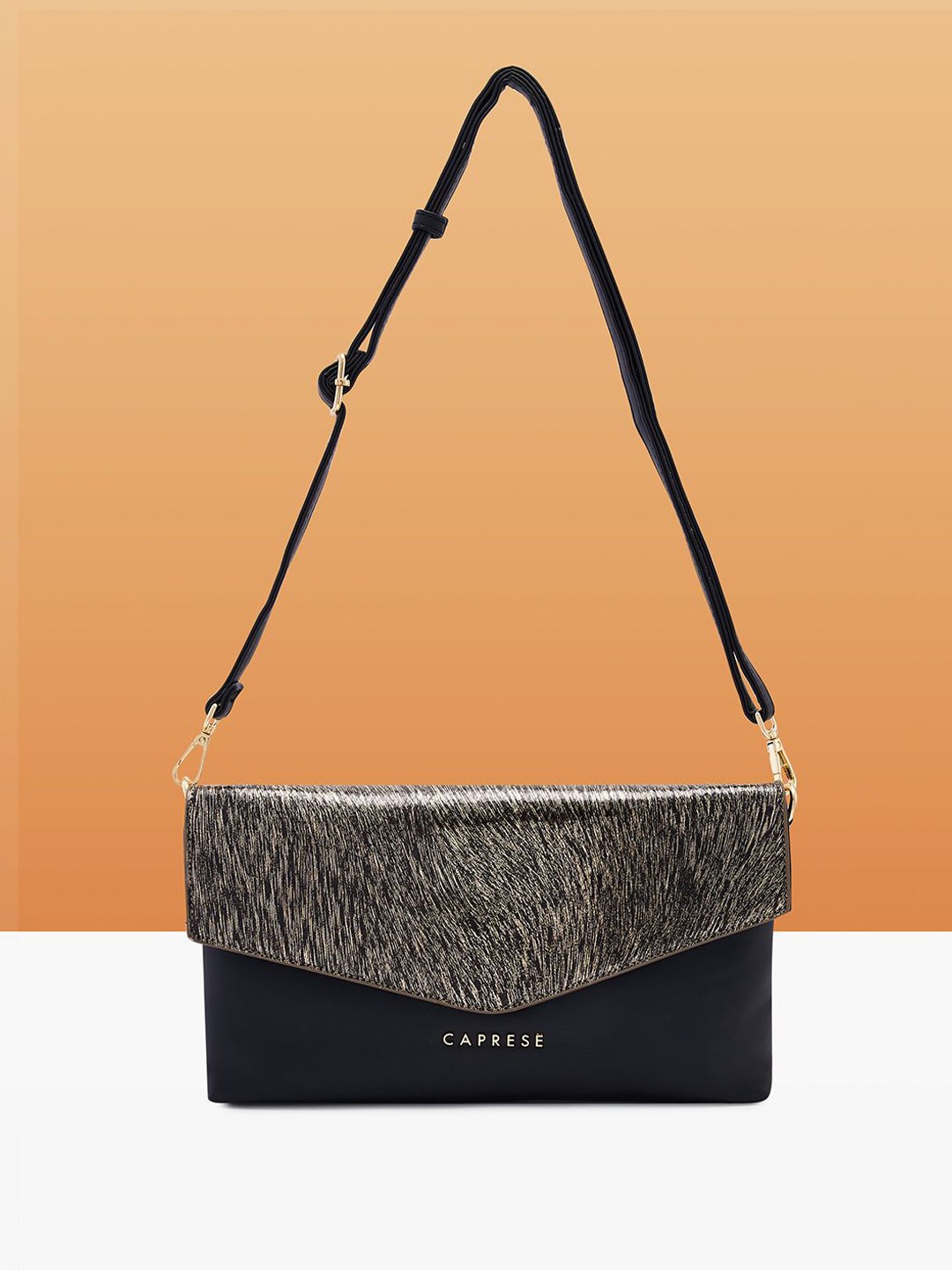 

Caprese Women Colourblocked Structured Leather Handheld Bag, Black