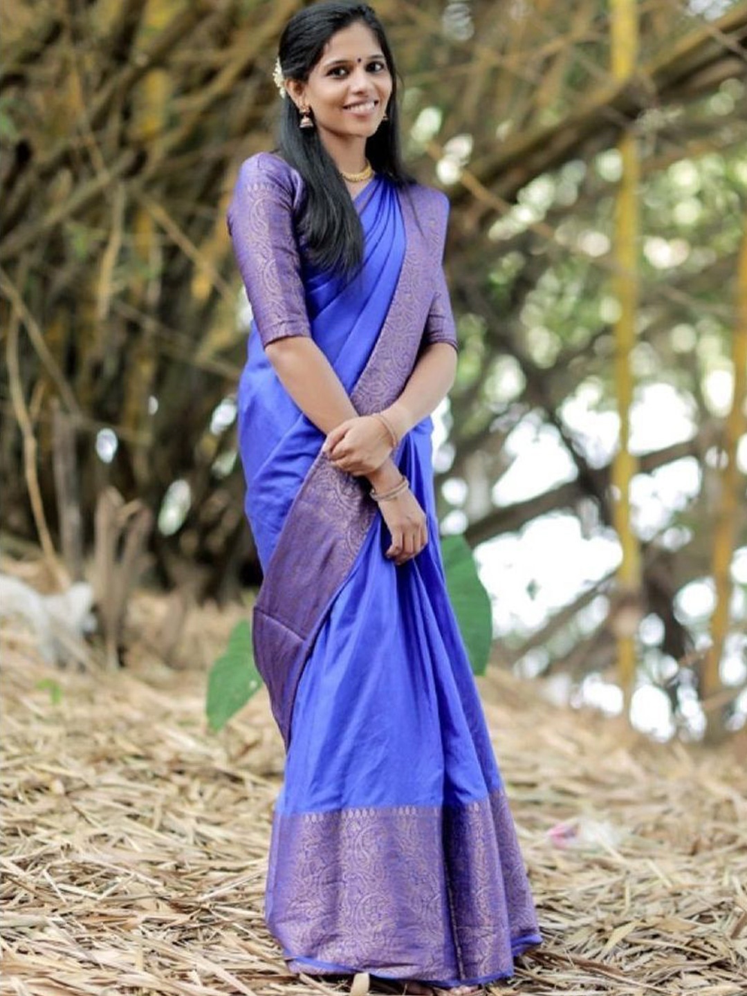 

Taslar Woven Design Pure Silk Banarasi Saree, Blue
