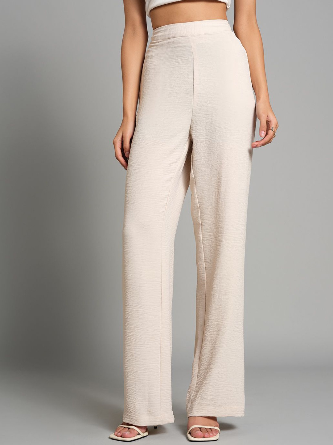 

AND Women Straight Fit Parallel Trousers, Beige