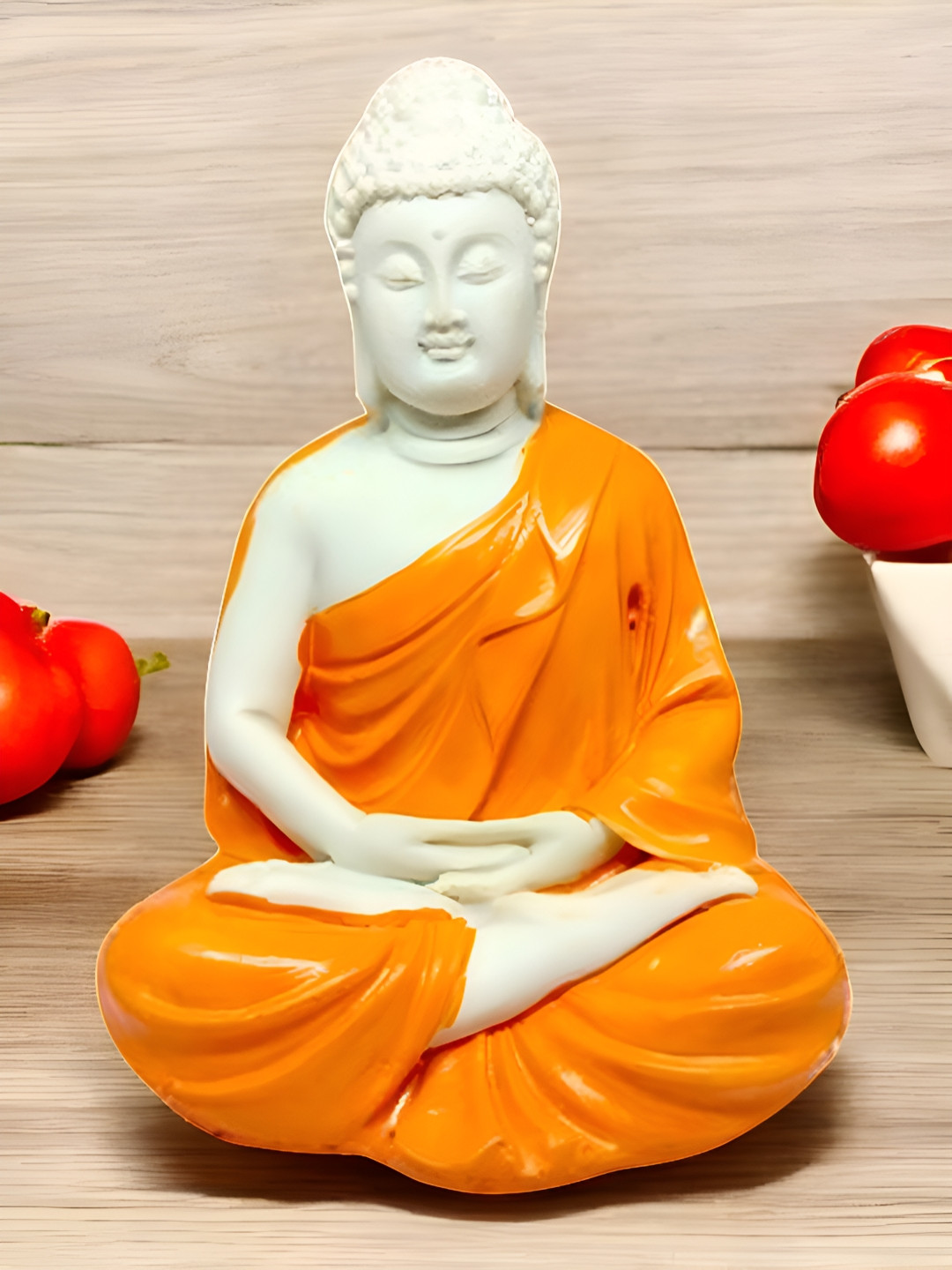 

VIVARS CRAFT White And Orange Buddha Idol Showpiece