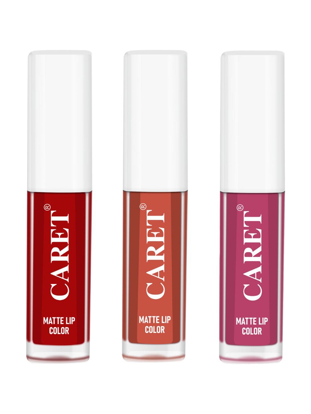 

CARET ORGANIC Set Of 5 Super-Pigmented Liquid Matte Lipsticks -2ml Each-6-8-3, Pink