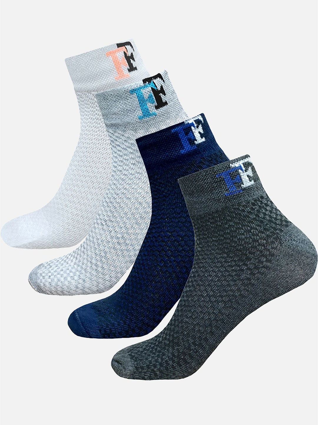 

StyFun Men Pack Of 4 Striped Ankle-Length Socks, Blue